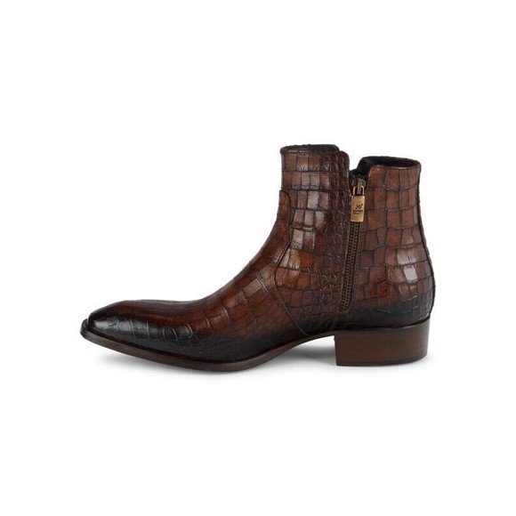 JO GHOST NWOB Croc Embossed Leather Side Zip Boots Size 46 $575.00 main image 14
